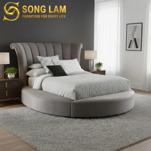 Giường Ngủ Tròn Noble GC0111 1 Giường ngủ Tròn Noble GC0111 góc nghiêng, nổi bật thiết kế đầu giường cao cấp