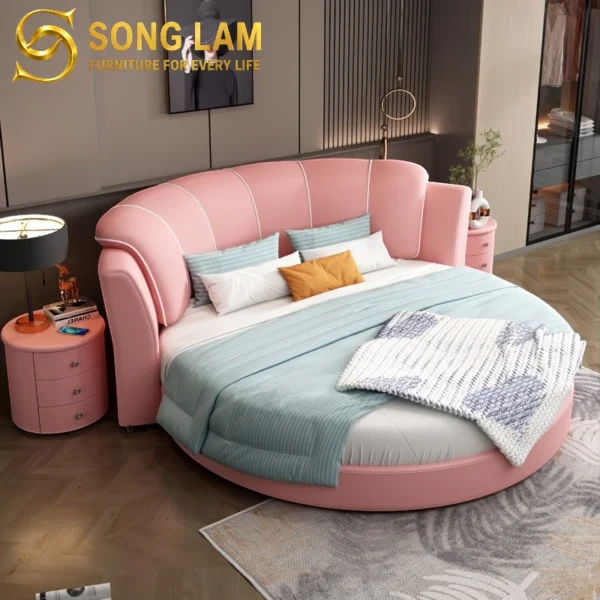 Giường Ngủ Tròn Sweet Dream GC0112 1 Giường ngủ Tròn Sweet Dream GC0112 góc nghiêng, nổi bật thiết kế đầu giường cao cấp