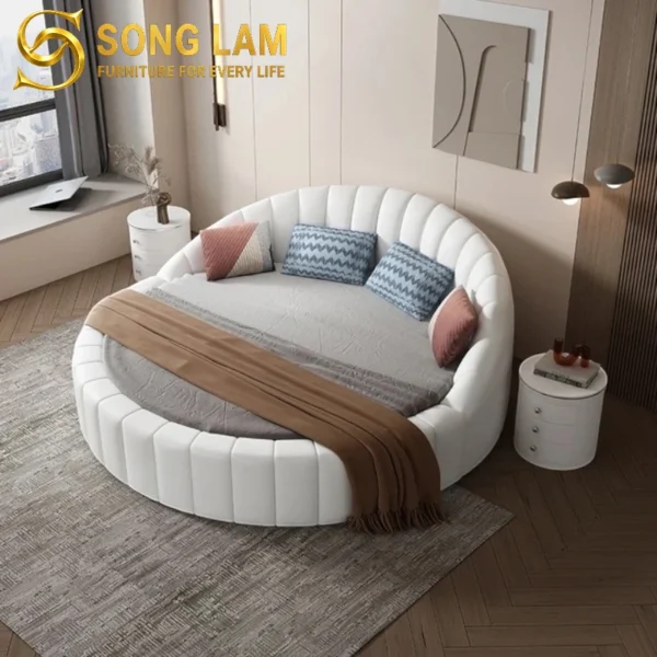 Giường Ngủ Tròn Cloud Embrace GC0114 1 Giường ngủ Tròn Cloud Embrace GC0114 góc nghiêng, nổi bật thiết kế đầu giường cao cấp