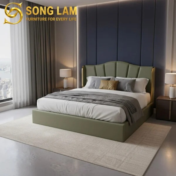 Giường Ngủ Đầu Cánh Emerald Wing GG0114 1 Giường ngủ Đầu Cánh Emerald Wing GG0114 góc nghiêng, nổi bật thiết kế đầu giường cao cấp