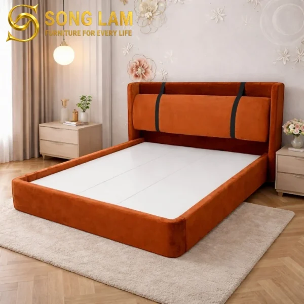 Giường ngủ Hiện Đại Ember GG0116 góc nghiêng, nổi bật thiết kế đầu giường cao cấp