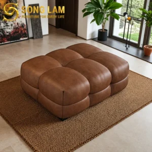 Đôn Sofa Da Chần Múi Cognac OIR01115 - Ảnh 1
