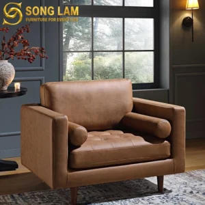 Sofa Đơn Da Bò Ý Phối Gối Hudson SDH01116 - Ảnh 3