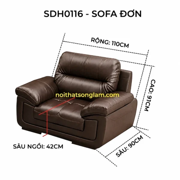 Sofa Đơn Da Bò Ý Phong Cách Modern Luxury SHD0116 2 SDH0116 4