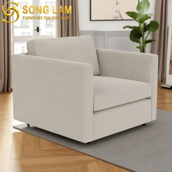 Sofa Đơn Vuông Tối Giản Linen SDU01129 1 Sofa Đơn Vuông Tối Giản Linen SDU01129 chất liệu cao cấp cho góc thư giãn phòng khách hiện đại