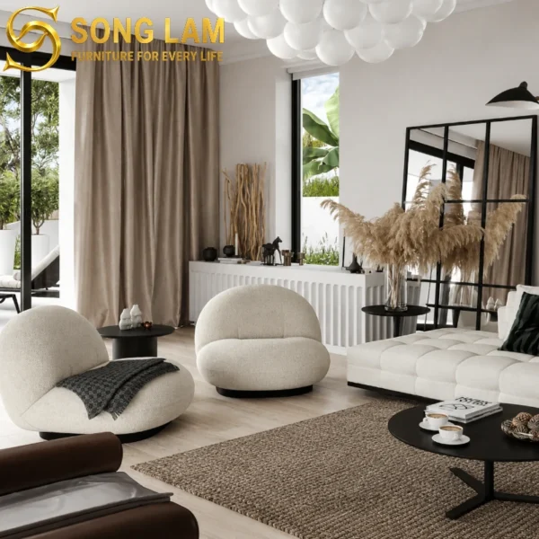 Ghế Sofa Đơn Thư Giãn Bọc Vải Cừu Cao Cấp Boucle Snow SDU0114 4 SDU0114 4