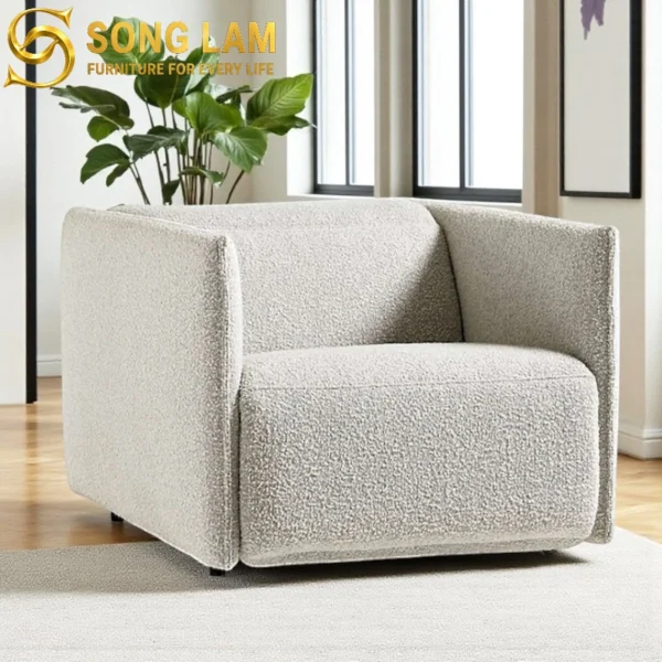 Sofa Đơn Thư Giãn Nâng Chân Boucle SDU0616 1 Sofa Đơn Thư Giãn Nâng Chân Boucle SDU0611 vải boucle mềm mại cho góc thư giãn phòng khách hiện đại