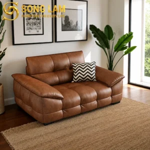 Sofa Đơn Da Chần Múi Cognac SID01115 - Ảnh 2