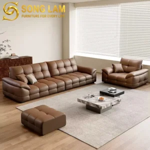 Sofa Đơn Da Chần Múi Cognac SID01115 - Ảnh 4