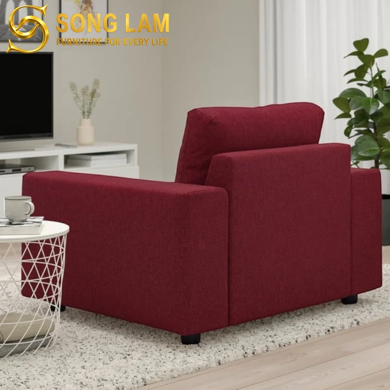 Sofa đơn vải nỉ cao cấp Riviera SID01125 màu đỏ đô sang trọng