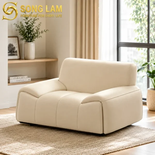 Sofa Đơn Dáng Rộng Tối Giản Haven SID0116 1 Sofa Đơn Dáng Rộng Tối Giản Haven SID0116 góc nghiêng làm nổi bật đường nét thiết kế phù hợp sofa may đo và nội thất cao cấp