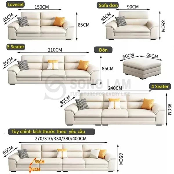 Sofa Băng Da Bò Ý Phong Cách Bắc Âu Milano SIH01120 9 SIH01120 6