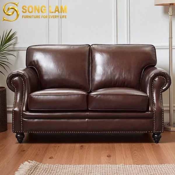Sofa Băng Da Bò Ý Cổ Điển Cambridge SIH01123 da bò Ý cao cấp phong cách tân cổ điển sang trọng cho phòng khách sang trọng