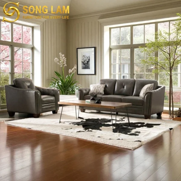 Sofa Văng Da Bò Ý Chần Nút Hiện Đại Monaco SIH0114 4 Sofa Văng Da Bò Ý Chần Nút Hiện Đại Monaco SIH0114 da bò Ý cao cấp phong cách hiện đại cho phòng khách sang trọng