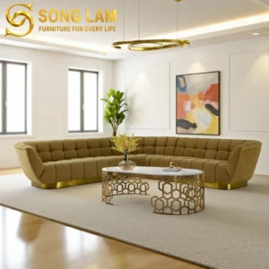 Sofa Băng Cong Chần Múi Olive SIL01118 - Ảnh 2