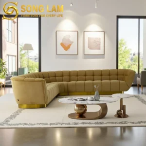 Sofa Băng Cong Chần Múi Olive SIL01118 - Ảnh 3