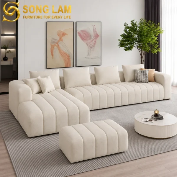 Sofa Góc Hiện Đại Linen Chữ L SIL0119 1 Sofa Góc Hiện Đại Linen SIU0119 thiết kế sofa góc phòng khách hiện đại theo yêu cầu