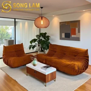 Sofa Băng Da Chần Múi Cognac SIU01110 - Ảnh 1
