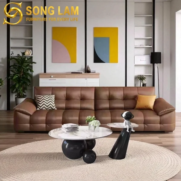 Sofa Băng Bọc Da Chần Nút Ô Vuông Branson SIU01115 2 SIU01115 2