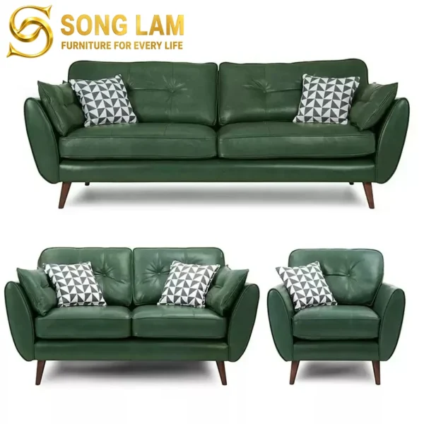 Sofa Băng Hiện Đại Bọc Da Aster SIU0117 góc nghiêng làm nổi bật đường nét thiết kế phù hợp sofa may đo cho nhà phố và căn hộ