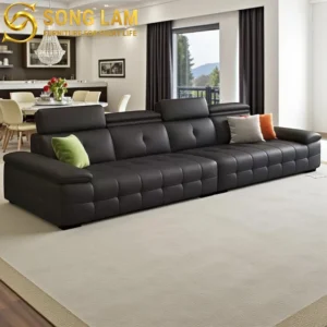 Sofa Băng Tựa Đầu Bật Da Hiện Đại Graphite SIU0311 - Ảnh 2