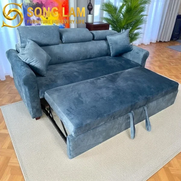Sofa Giường Kéo Đa Năng Nệm Nhung Hiện Đại SIU0413 1 Sofa Giường Kéo Đa Năng Nệm Nhung Hiện Đại SIU0413 góc nghiêng làm nổi bật đường nét thiết kế phù hợp nội thất phòng ngủ sang trọng