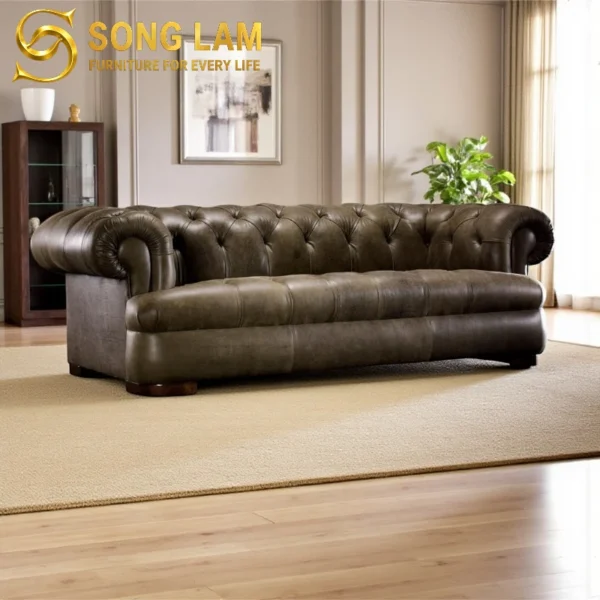 Sofa Băng Chesterfield Da Vintage Churchill SIU08110 1 Sofa Băng Chesterfield Da Vintage Churchill SIU08110 sofa băng phòng khách cao cấp thiết kế theo yêu cầu