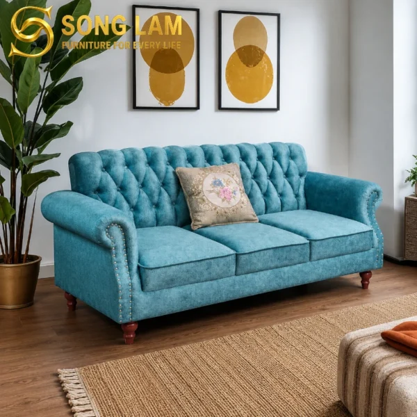 Sofa Băng Chesterfield Hiện Đại Ocean SIU08115 1 Sofa Băng Chesterfield Hiện Đại Ocean SIU08115 góc nghiêng làm nổi bật đường nét thiết kế phù hợp sofa may đo cho nhà phố và căn hộ