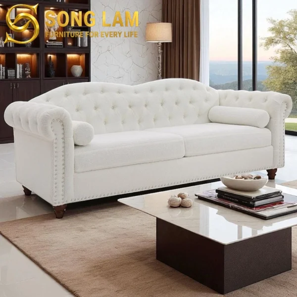 Sofa Băng Chesterfield Thanh Lịch Florence SIU08119 chất liệu cao cấp phong cách tân cổ điển sang trọng cho phòng khách sang trọng