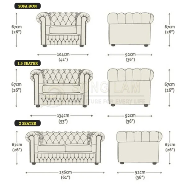 Sofa Băng Chesterfield Da Sang Trọng Cambridge SIU0811A 6 SIU0811A kich thuoc 2