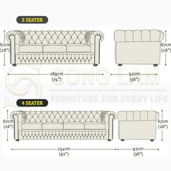Sofa Băng Chesterfield Da Sang Trọng Cambridge SIU0811A 5 SIU0811A kich thuoc 3