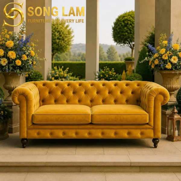 Sofa Băng Chesterfield Cao Cấp Buckingham SIU0811B 1 Sofa Băng Chesterfield Cao Cấp Buckingham SIU0811B góc nghiêng làm nổi bật đường nét thiết kế phù hợp sofa may đo cho nhà phố và căn hộ