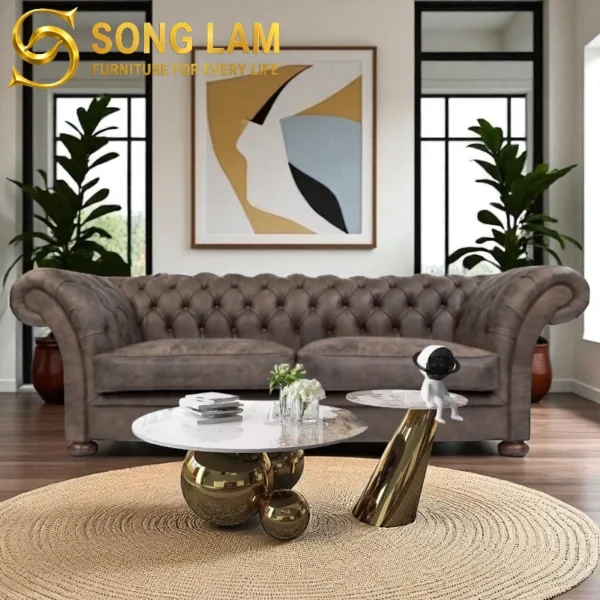 Sofa Băng Chesterfield Tân Cổ Điển Kensington SIU0815 dáng băng hiện đại tối ưu không gian tiếp khách