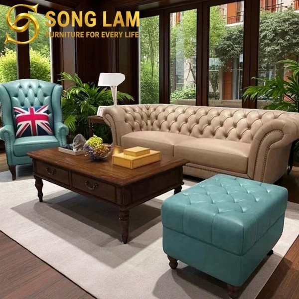 Sofa Băng Chesterfield Tân Cổ Điển Kensington SIU0815 chất liệu cao cấp phong cách tân cổ điển sang trọng cho phòng khách sang trọng