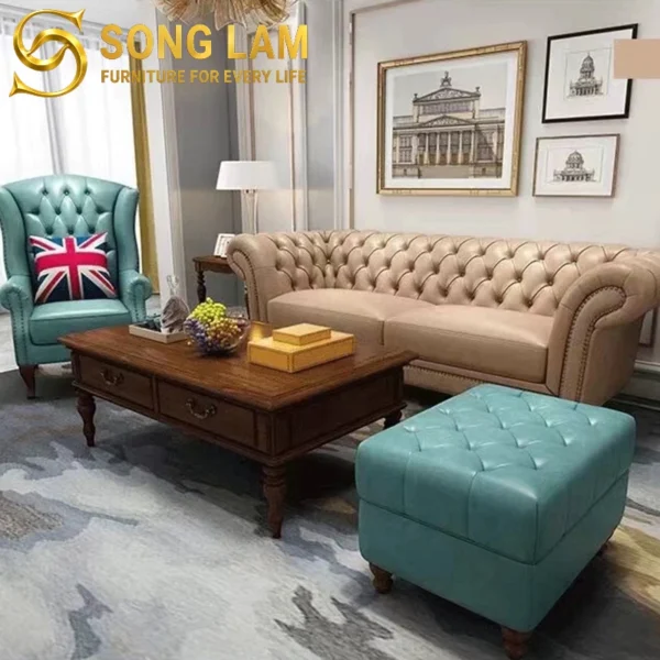 Sofa Băng Chesterfield Tân Cổ Điển Kensington SIU0815 dáng băng hiện đại tối ưu không gian tiếp khách