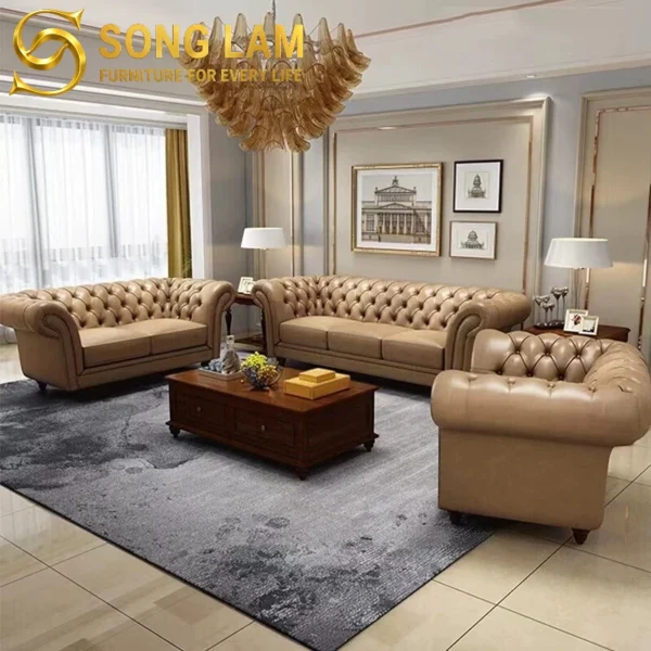 Sofa Băng Chesterfield Tân Cổ Điển Kensington SIU0815 chất liệu cao cấp phong cách tân cổ điển sang trọng cho phòng khách sang trọng