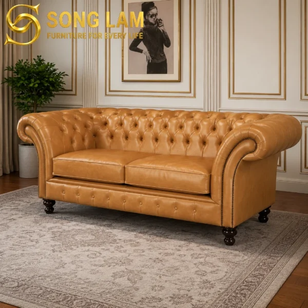 Sofa Băng Chesterfield Tân Cổ Điển Lancaster SIU0817 1 Sofa Băng Chesterfield Tân Cổ Điển Lancaster SIU0817 góc nghiêng làm nổi bật đường nét thiết kế phù hợp sofa may đo cho nhà phố và căn hộ