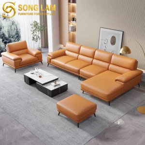 Sofa Góc Da Bò Ý Kèm Đôn Ottoman Capri SLH01112 - Ảnh 2