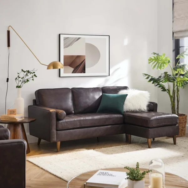 Sofa Góc Da Bò Ý Phòng Khách Hiện Đại Cognac SLH01116 3 SLH01116 7