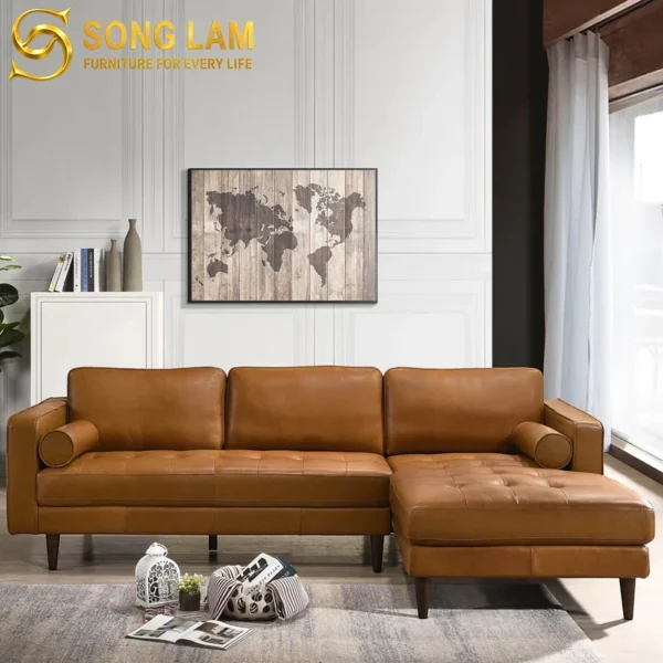 Sofa Góc Da Bò Ý Phòng Khách Hiện Đại Cognac SLH01116 1 SLH01116 9