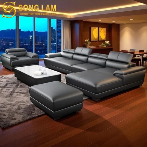 Sofa Góc Da Bò Ý Tựa Đầu Bật Cao Cấp Blackstone SLH03110 4 SLH03110 5