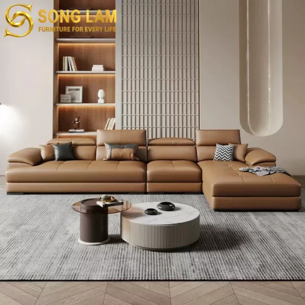 Sofa Góc Da Bò Ý Tựa Đầu Bật Hiện Đại Napoli SLH03111 1 Sofa Góc Da Bò Ý Tựa Đầu Bật Hiện Đại Napoli SLH03111 phong cách hiện đại cho phòng khách biệt thự sang trọng