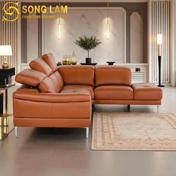 Sofa Góc Da Bò Ý Tựa Đầu Bật Phòng Khách Siena SLH03119 1 SLH03119 2