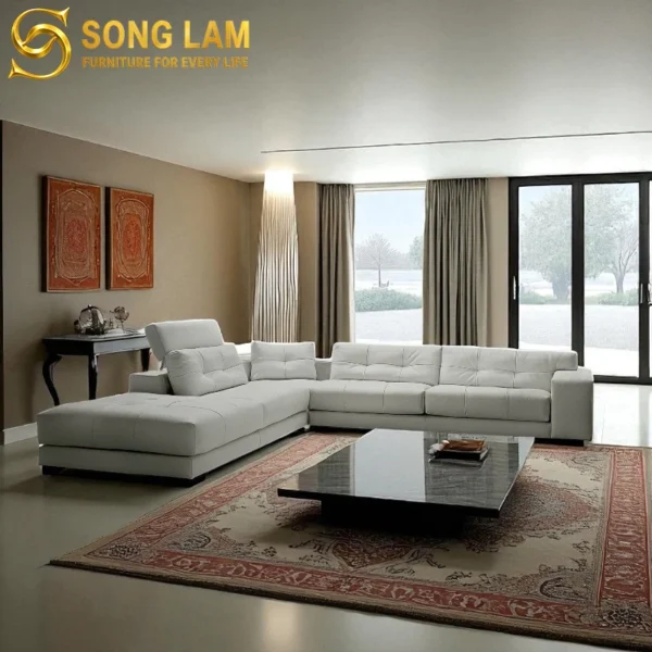Sofa Góc Da Bò Ý Tựa Đầu Bật Cao Cấp Florence SLH0318 thiết kế sofa góc phòng khách hiện đại theo yêu cầu