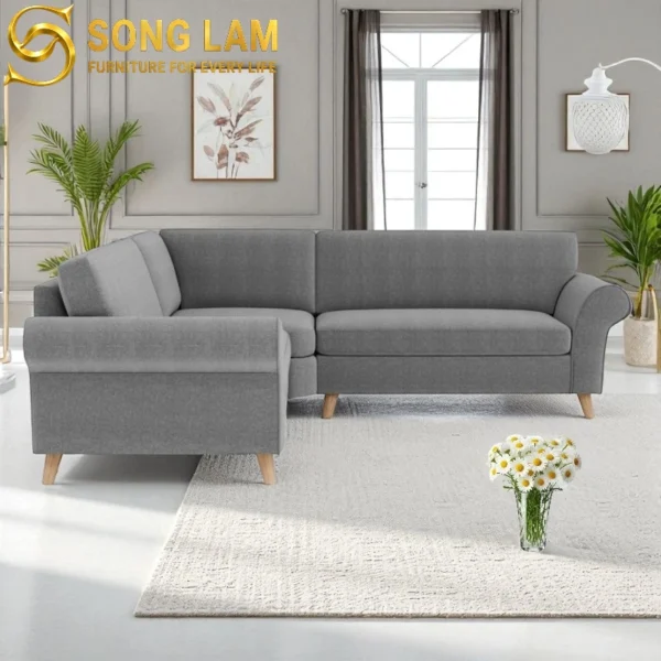 Sofa Góc Vải Tối Giản Luna SLU01115 1 Sofa Góc Vải Tối Giản Luna SLU01115 góc nghiêng làm nổi bật đường nét thiết kế phù hợp sofa may đo cho căn hộ và nhà phố
