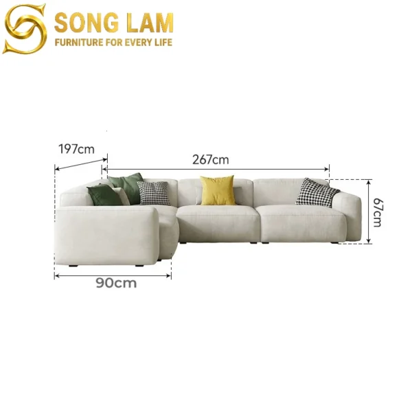 Sofa Góc Tựa Đầu Bật Hiện Đại Haven SLU03116 2 Sofa Góc Vải Thanh Lịch Nordic SLU0117 thiết kế sofa góc phòng khách hiện đại theo yêu cầu