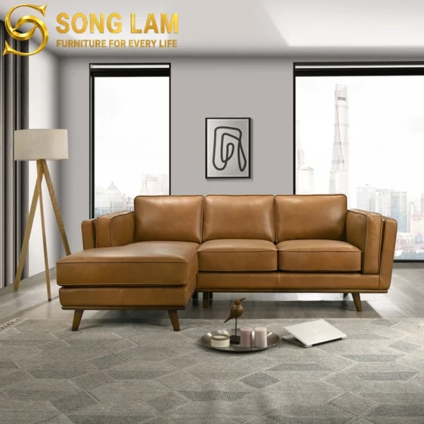 Sofa Góc Da Hiện Đại Brooklyn SLU0118 1 Sofa Góc Da Hiện Đại Brooklyn SLU0118 góc nghiêng làm nổi bật đường nét thiết kế phù hợp sofa may đo cho căn hộ và nhà phố