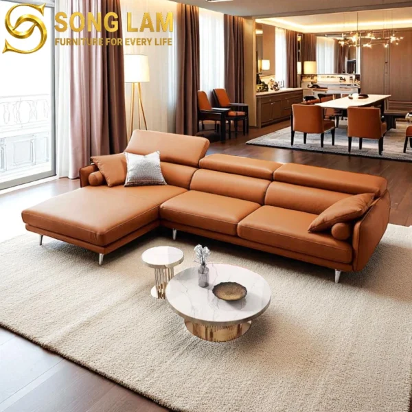 Sofa Góc Tựa Đầu Bật Hiện Đại Valencia SLU03113 2 Sofa Góc Tựa Đầu Bật Hiện Đại Valencia SLU03113 góc nghiêng làm nổi bật đường nét thiết kế phù hợp sofa may đo cho căn hộ và nhà phố