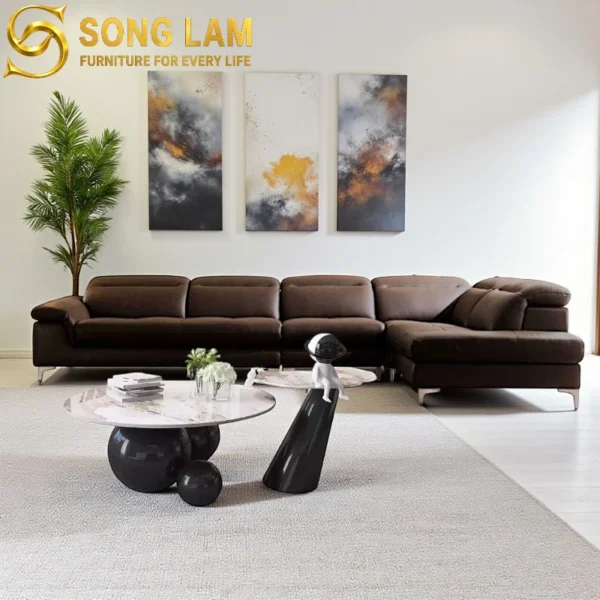 Sofa Góc Tựa Đầu Bật Sang Trọng Monaco SLU03114 phong cách luxury cao cấp cho phòng khách biệt thự sang trọng