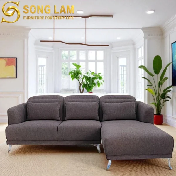 Sofa Góc Tựa Đầu Bật Vải Hiện Đại Arlo SLU0312 góc nghiêng làm nổi bật đường nét thiết kế phù hợp sofa may đo cho căn hộ và nhà phố